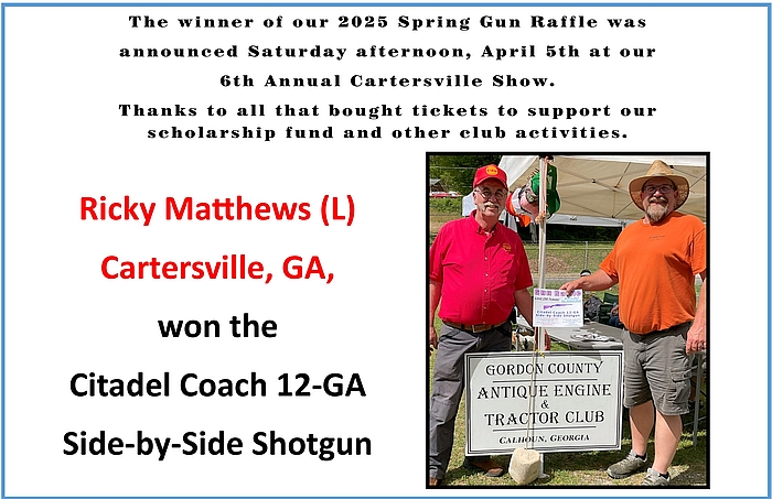 2025 Spring Show Shotgun Raffle Winner
